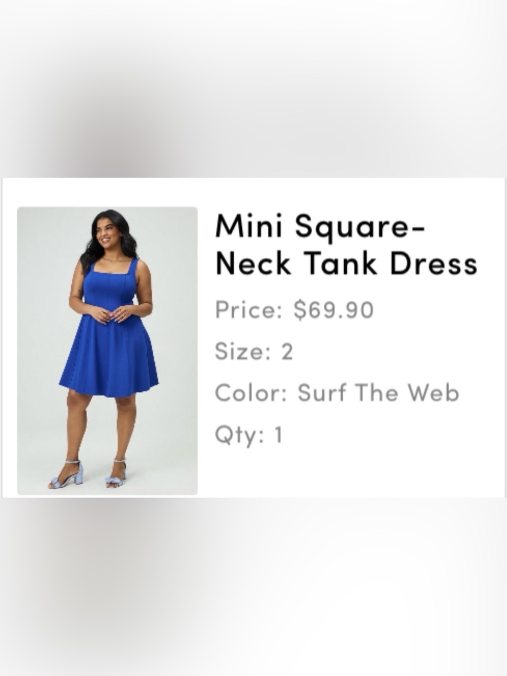 Square Neck Mini Dress in Surf Blue